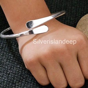 Bracciale avvolgente in argento sterling fatto a mano: design spesso e pesante