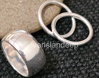 Sterling Silver Vintage Dome Ring, Thick Chunky Sterling Ring