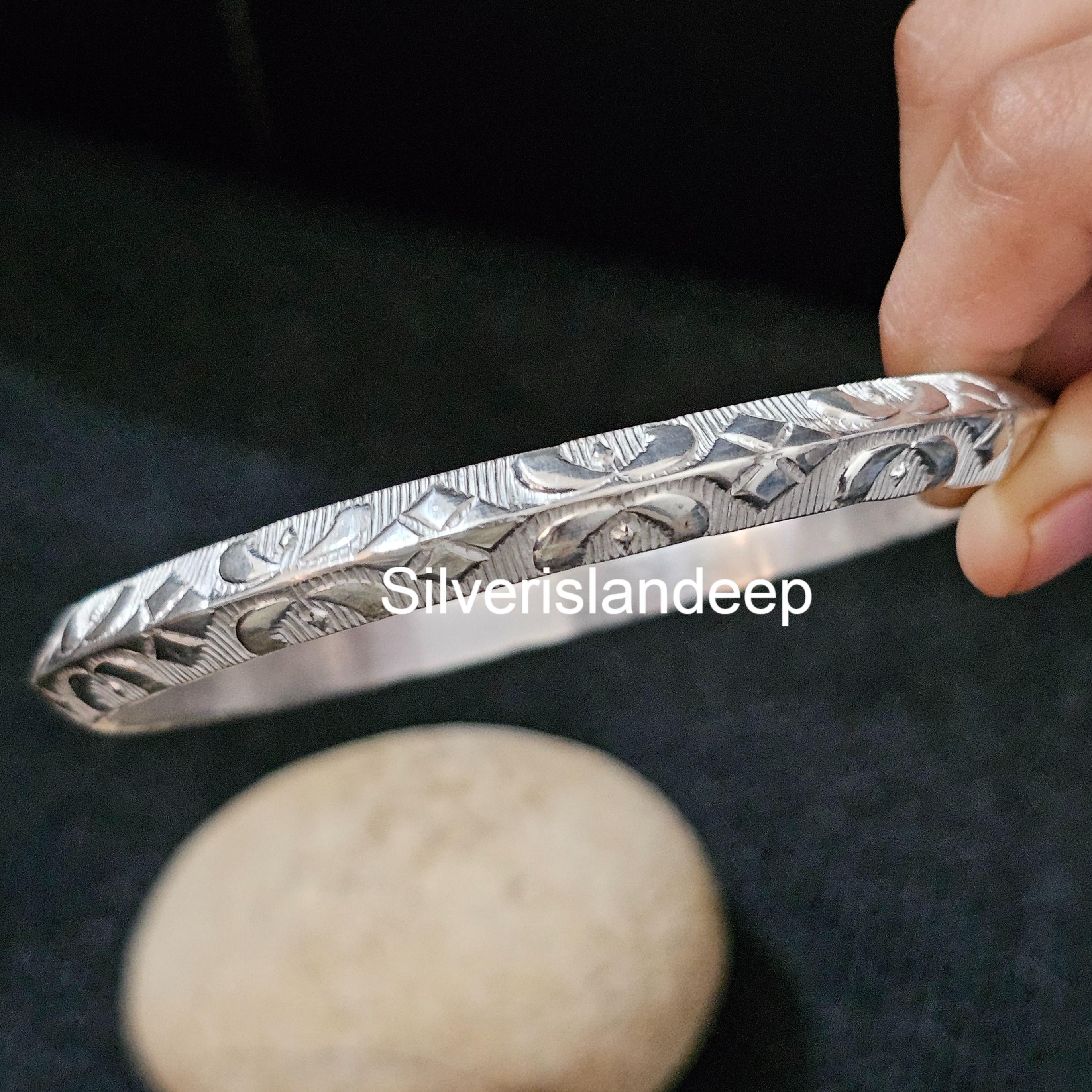Solid Sterling 925 Silver Bangle | Heavy Silver Bangle