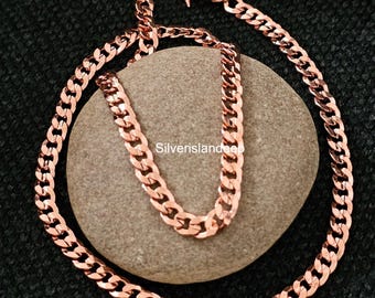 Handmade Solid Copper Curb Chain Necklace: Heavy Copper Jewelry