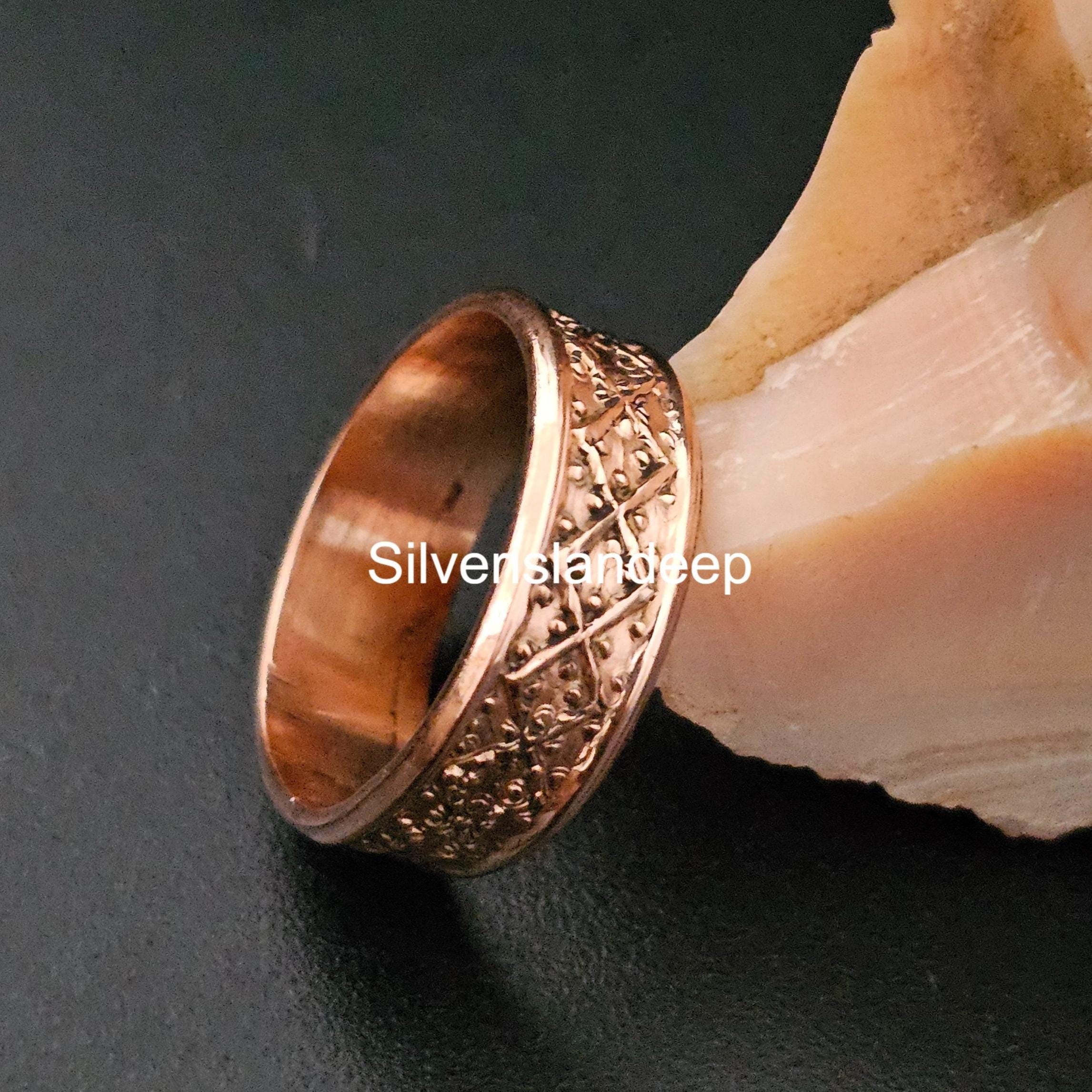 Bague Artisanale En Cuivre Ti - Design Fleur élégant Avec Effet Goutte - Dorée - Neuve Avec étui