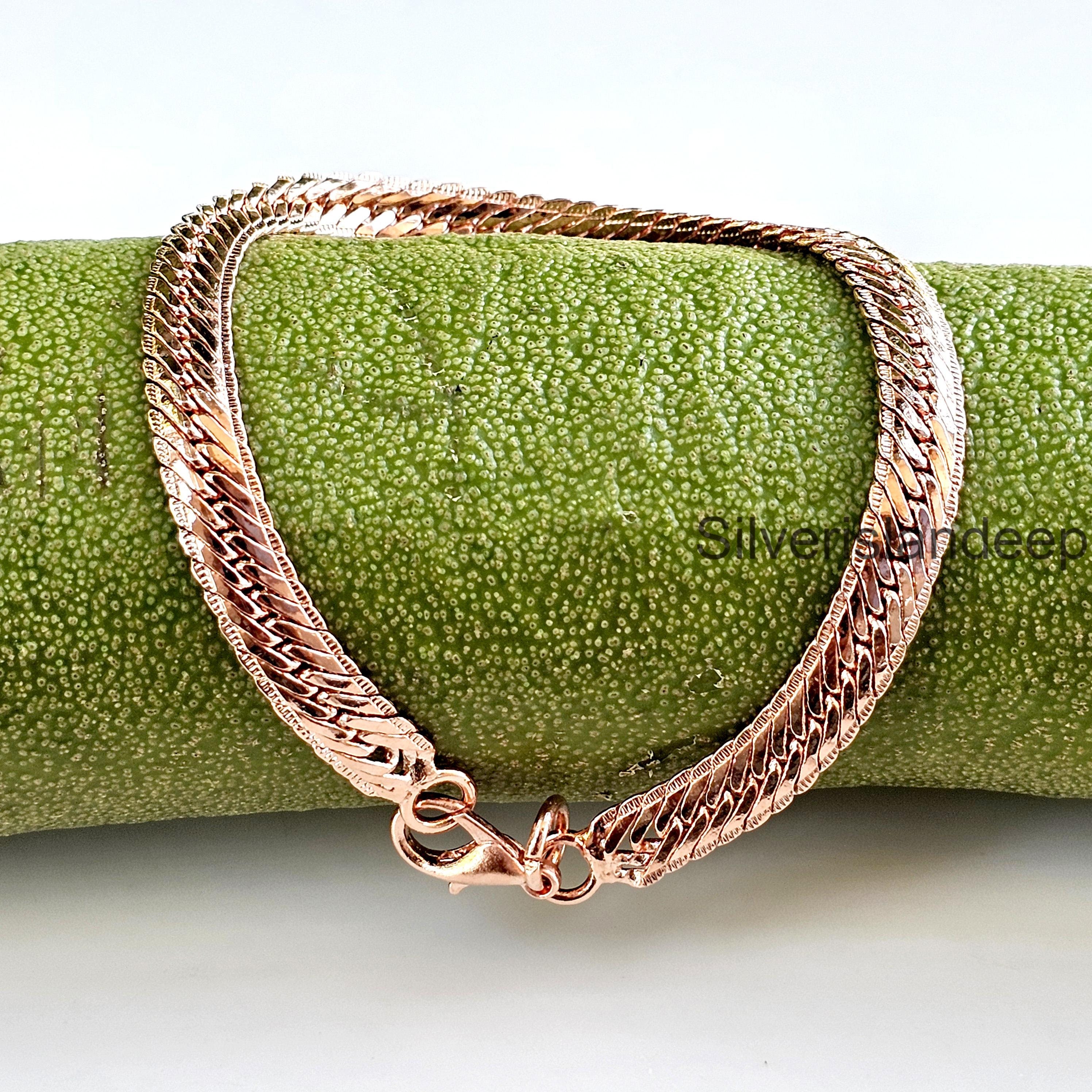 Copper Chain Men Pure Copper Wheat Chain Unisex Bracelet, 100