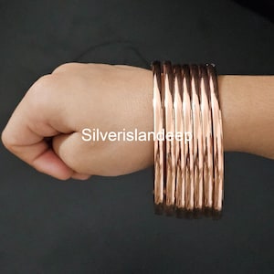 Pure Copper Bangles, 7 Set Of Bangles, Copper Jewelry Bangle, Copper Bangle Set, Simple Copper Bangles, Thin Copper Wire Bangle, Lovely Gift