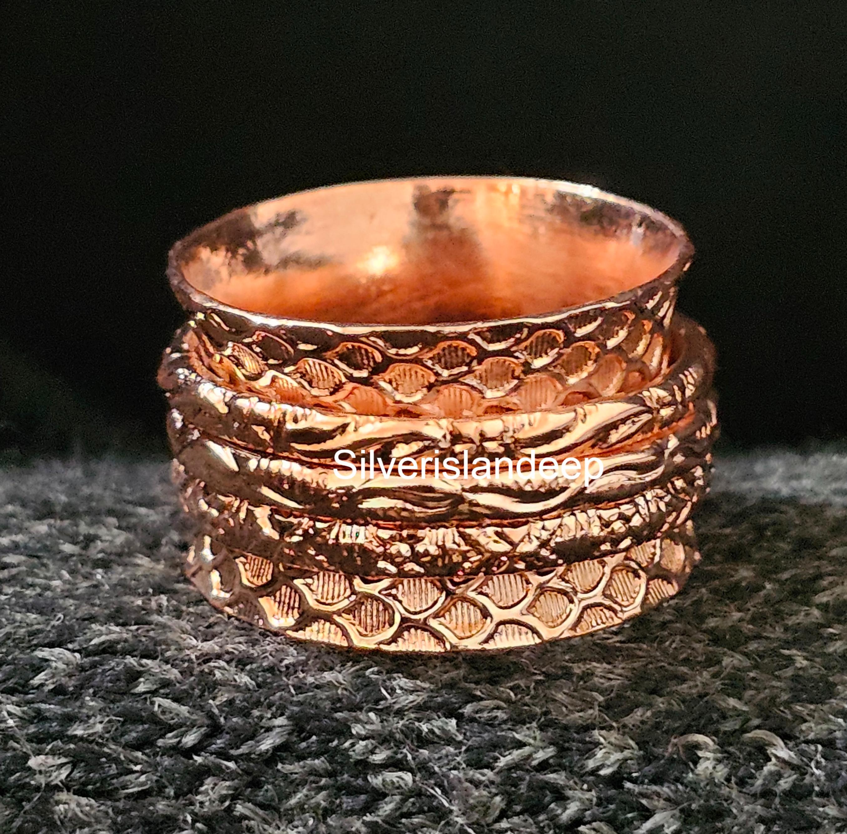 Handmade Pure Copper Spinner Ring: Wide Band Meditation Ring
