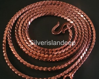 Handmade Pure Copper Wheat Chain Necklace: Viking Jewelry Gift