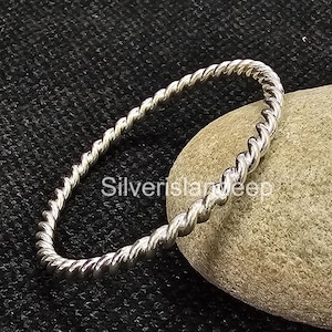 Sterling Silver Twist Bangle: Handmade Stacking Bracelet