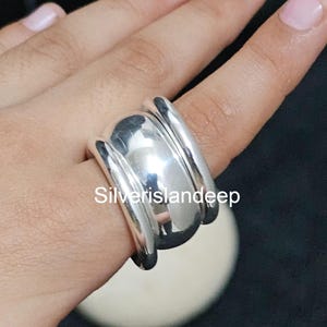 Lot de 3 bagues dôme, argent sterling 925, bague minimaliste, bague de créateur de style unique, bague faite main, grosse bague dôme, bague large anneau