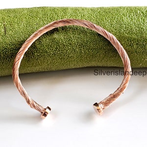 Stacking Pure Copper Bangle, Anxiety Arthritis Healing Jewelry, Handmade Dainty Adjustable Bracelet, Gifts For Women Her Mom Girlfriend image 2