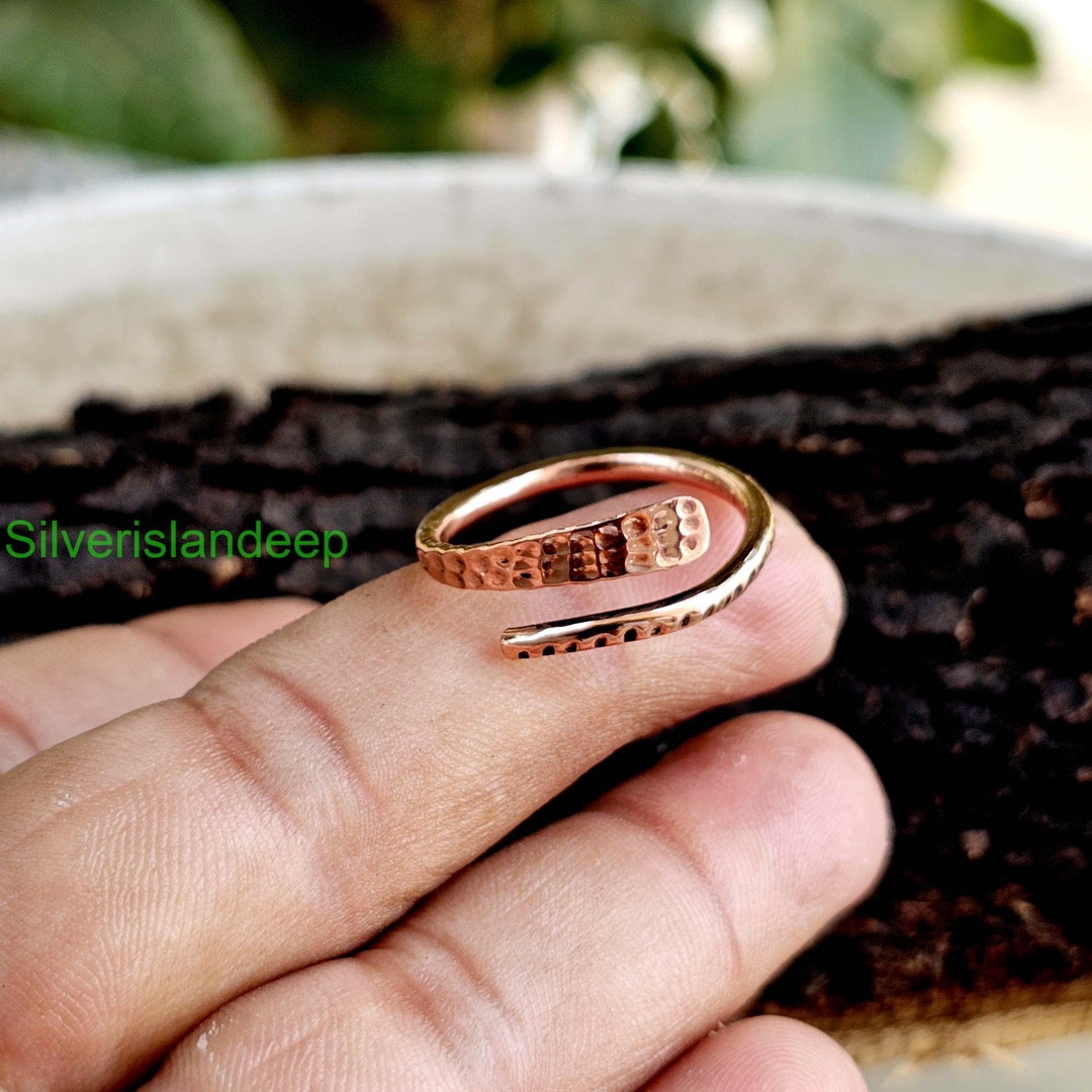 Handmade Pure Copper Wrap Ring: Hammered Boho Jewelry - Etsy