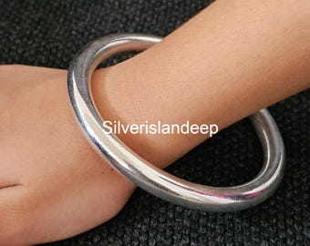 925 Sterling Silver Bangle Handmade Silver Jewelry Handmade Thick 7 mm Organic Silver Bangle Elegant Handcrafted Sterling Silver Bangle