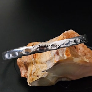 Braccialetto massiccio in argento sterling fatto a mano: bracciale pesante in argento impilabile