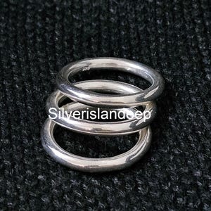 Handmade Sterling Silver Dome Ring Set: Chunky Wide Band, Boho Style