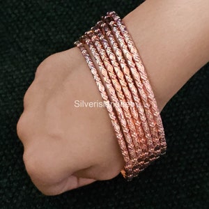 Pulsera única de cobre puro, juego de 7, hecha a mano, joyería de cobre, brazaletes nuevos para mujer.