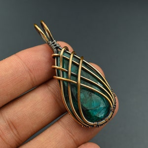 Emerald Pendant Gemstone Copper Wire Wrapped Pendant Emerald Jewelry Handmade Jewelry Handmade Pendant Gift For Her Mother