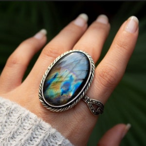 Labradorite Ring, Gemstone Ring, Women Ring, Natural Labradorite, Bohemian Ring, Statement Ring, Stone Ring, 925 Silver Ring, Gift For Her