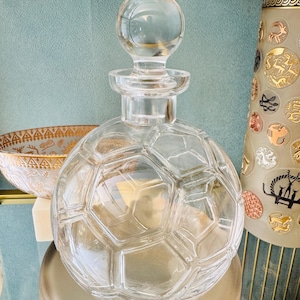 Handmade Crystal Glass Decanter – Football Ball Shaped Liquor or Water Carafe | Unique Gift for Sports Lovers | Soccer Barware Decor