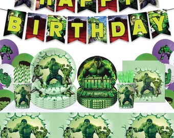 Super héros Avengers Hulk fête vaisselle fournitures enfants anniversaire vaisselle jetable tasses assiette nappe ballon bannière décoration