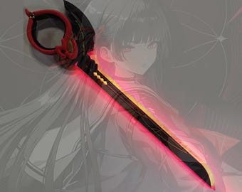 Chisa-mes, chisa-ledverlichtingsmes, geïnspireerd door woeste golven, Wuthering Waves-cosplay, chisa Cos-mes, 115 cm/45 in