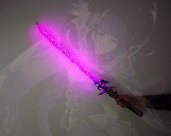 Arma Raiden Shogun, Katana con luz LED Raiden Shogun, inspirada en Genshin Impact, cosplay de Genshin Impact, espada Raiden Cos, 108 cm/42 pulgadas
