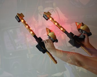 Armas de cosplay de Burnice Whita, inspiradas en Zenless Zone Zero, armas con luz LED de Burnice, accesorio de cosplay de Burnice, accesorio de cosplay de ZZZ