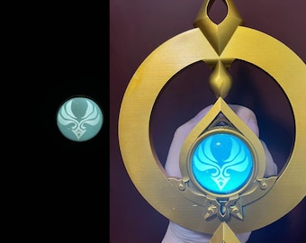 Visión de Scaramouche, Visión LED de Genshin Impact, Visión de Anemo brillante, Visión de Wanderer con luz LED, Objetos de colección de juegos, Visión de Genshin Impact