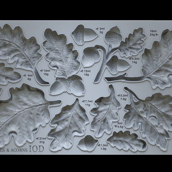 Iron Orchid Designs Oak Leaves & Acorns Decor Mould, Silicone Mould, Resin/Clay Mould, FREE DELIVERY, Summer Release 2024