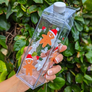 Water Battle Gingerbread Man | Milk Carton Design | Decorated Water Bottle | Gift for Her | Christmas | Gift for Kids | Teenager | Grandkids