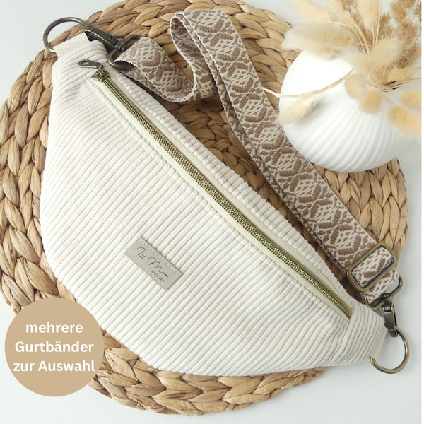 cord Bauchtasche natur, Hip bag cord, Gürteltasche cord, Bauchtasche Damen breiter Gurt, Hüfttasche Damen, Geschenk große Schwester