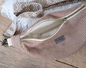 beige waist bag cord, hip bag cord, belly bag with wide strap, crossbody shoulder bag, great Christmas gift for your loved ones
