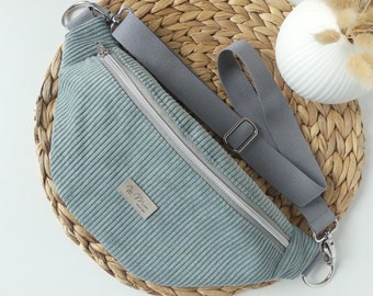 Cord Bauchtasche Damen, blaugrau, Gürteltasche cord Damen, Hip bag cord, Hüfttasche Damen cord, Sling bag Damen, crossbody Umhängetasche