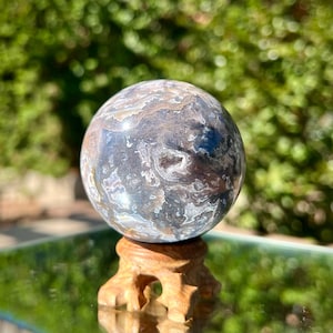 Purple Moss Agate Sphere | High Quality with Druzy | 294g