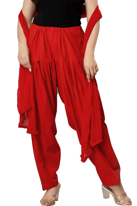 Buy Stylenmart Women's Cotton Semi Patiala Pants with Dupatta Set  (STMASEPA078611_White_Free Size) at Amazon.in