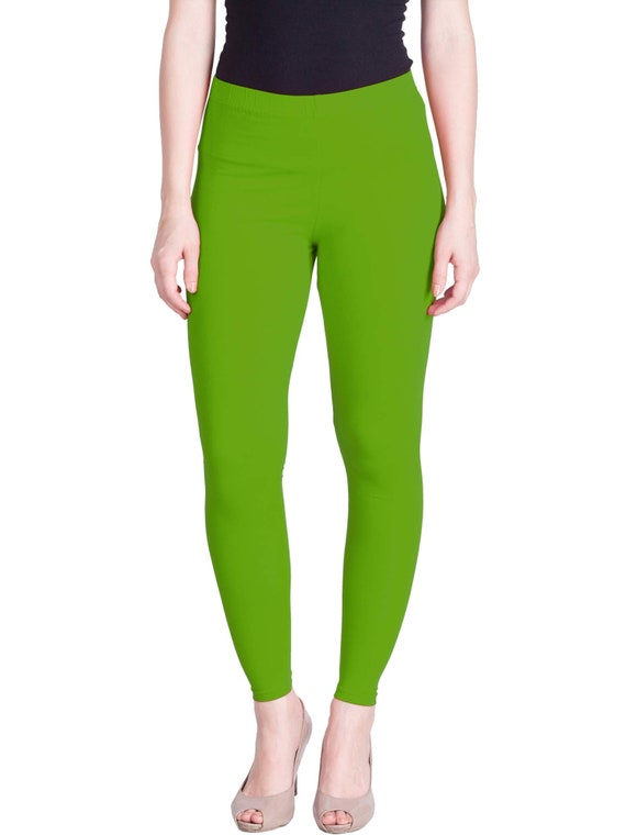 Women Ankle Length Leggings Colors Lime Green Free Size Free Shipping 