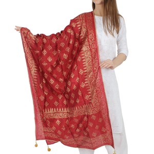 Buy Red Gold Dupatta Online In India Etsy India