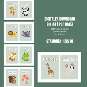 Stationen Karten | PDF Datei | Stationen 1-10 | a4 Format | Schule Stationen | Lernstationen | Sport Stationen DIGITALES PRODUKT