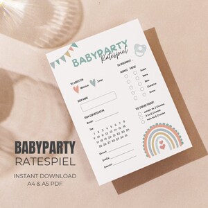 Gra w zgadywanie baby shower | Przewidywania dla dzieci | Baby Shower | wypełnić | neutralny - dla chłopców i dziewcząt | Prezent dla kobiet w ciąży | Wydrukować