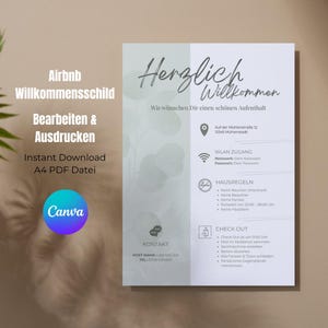 Airbnb Welcome Sign Template | Guest Arrival Poster | Airbnb House Rules | Simple Airbnb Prints | Canvas Template | A4 | Editable
