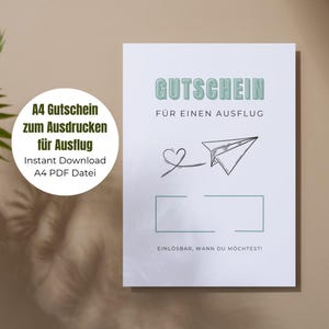 Geschenk Gutschein Ausflug zum Ausdrucken & Ausfüllen | DIN A4 | Geburtstag | Gutschein Ausflug | Aktivität | DIGITALES PRODUKT