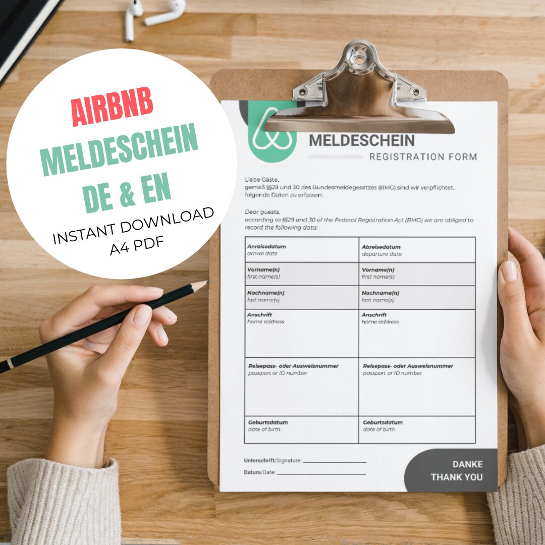 Editable Airbnb Registration Form for 2 Guests | Holiday Apartment ...