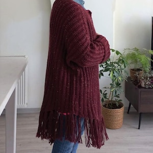 Womens hand knit oversized cardigan - Chunky knit cardigan Womens poncho cardigan Wool sweater Gift for women