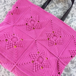 Large pink crochet weekend bag - Crochet granny square bag- Colorful beach bag -Weekender bag- Bag gift for mom Mother&#39;s day gift