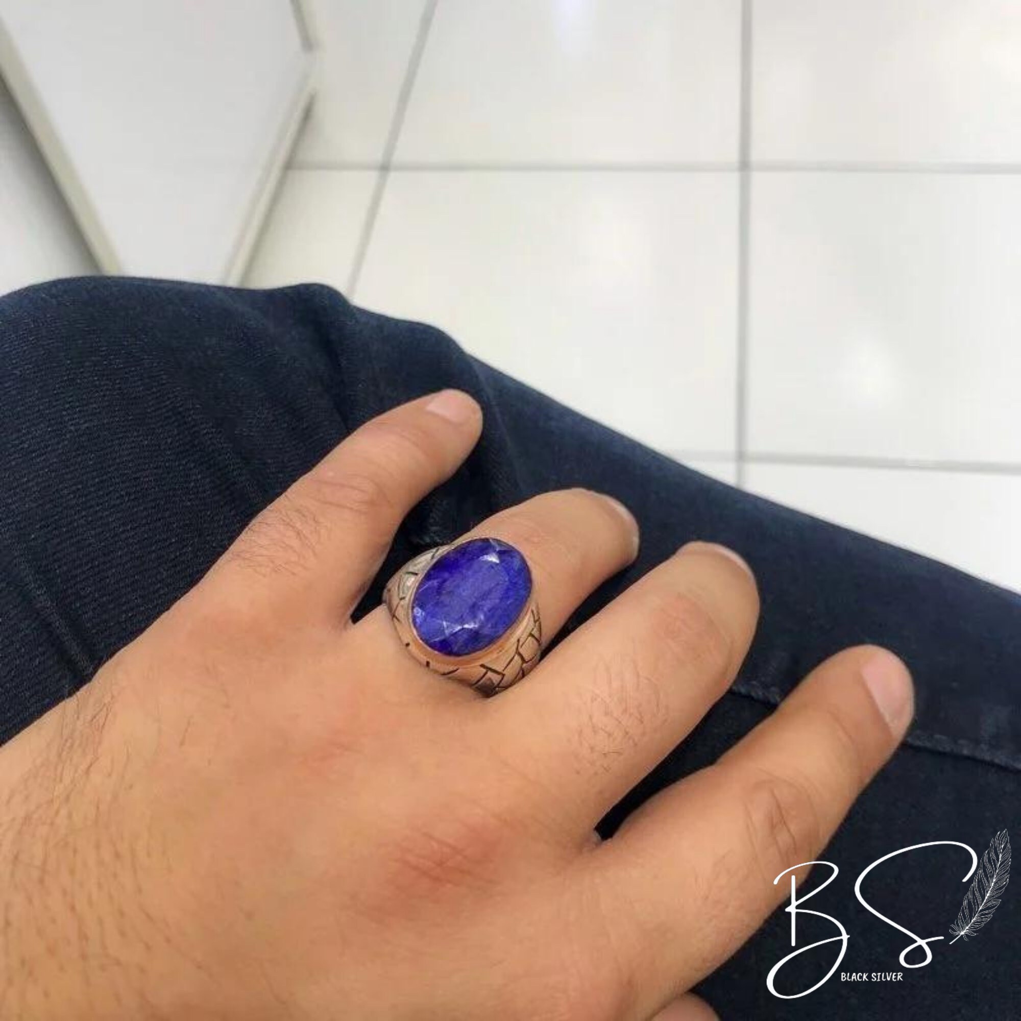 Sapphire Men Ring Rings for Men Gemstone Ring Blue Stone Etsy