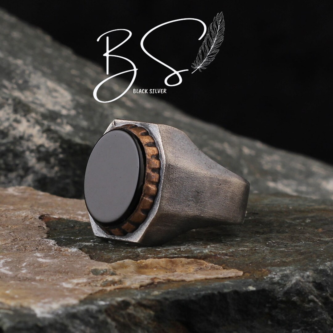 Onyx Ring Handmade Men Ring Silver Ring for Men Vintage Etsy
