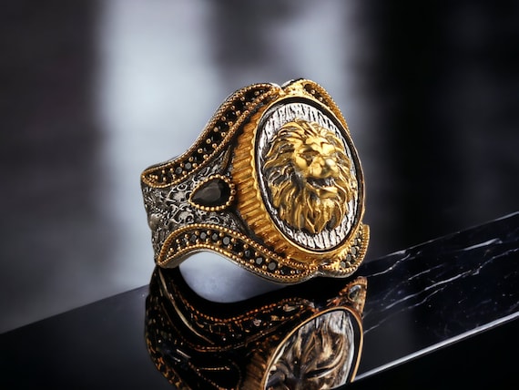 Lion Ring Gold Rings for Men Animal Ring Rings for Men Mens