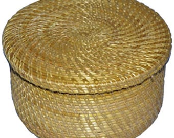 Golden Grass Handwoven Gift round box- 4 inches diameter