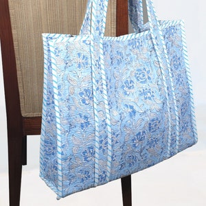 Gesteppte Einkaufstasche Handblock Gedruckt Oversize Damen Slouchy Tote Weich Robust Alltags Tragetasche Sporttasche Strandtasche Einkaufstasche Geschenk für Mama