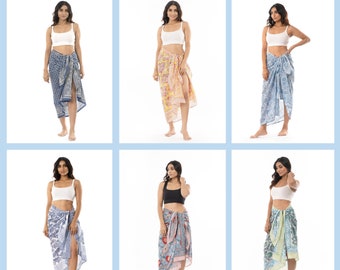 Sarong Beach Coverup Elegant & cheery Hand Block Printed Light soft 100% Organic cotton voile Pareo Scarf Sundress Summer Dress  Beach Wrap