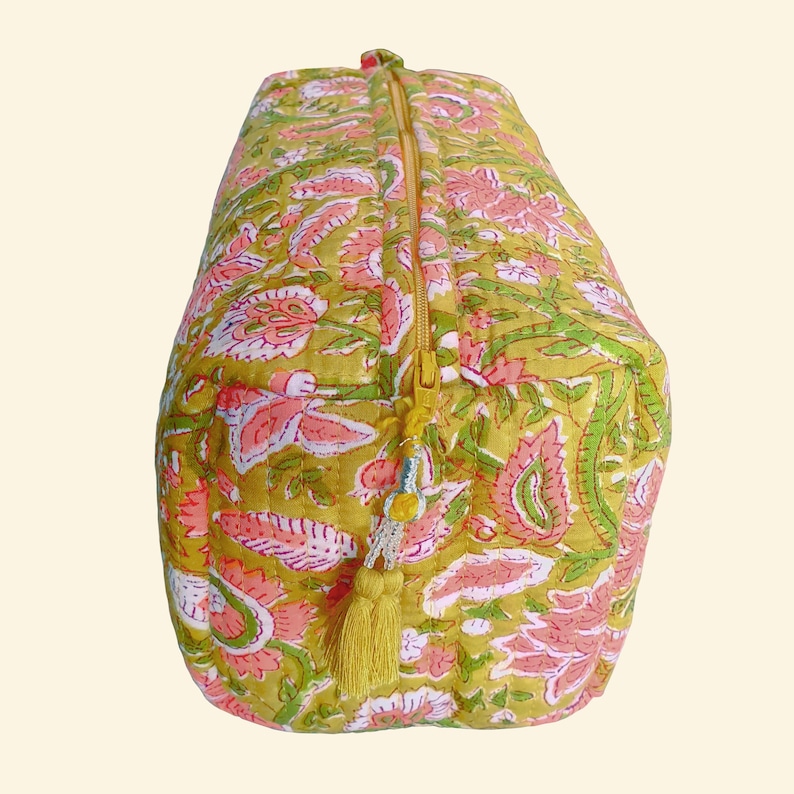 Toiletry Bag Set: Hand Block Print, Cosmetic Bag, Makeup Bag, Wash Bag for Women, Travel Pouch, Waterproof image 7
