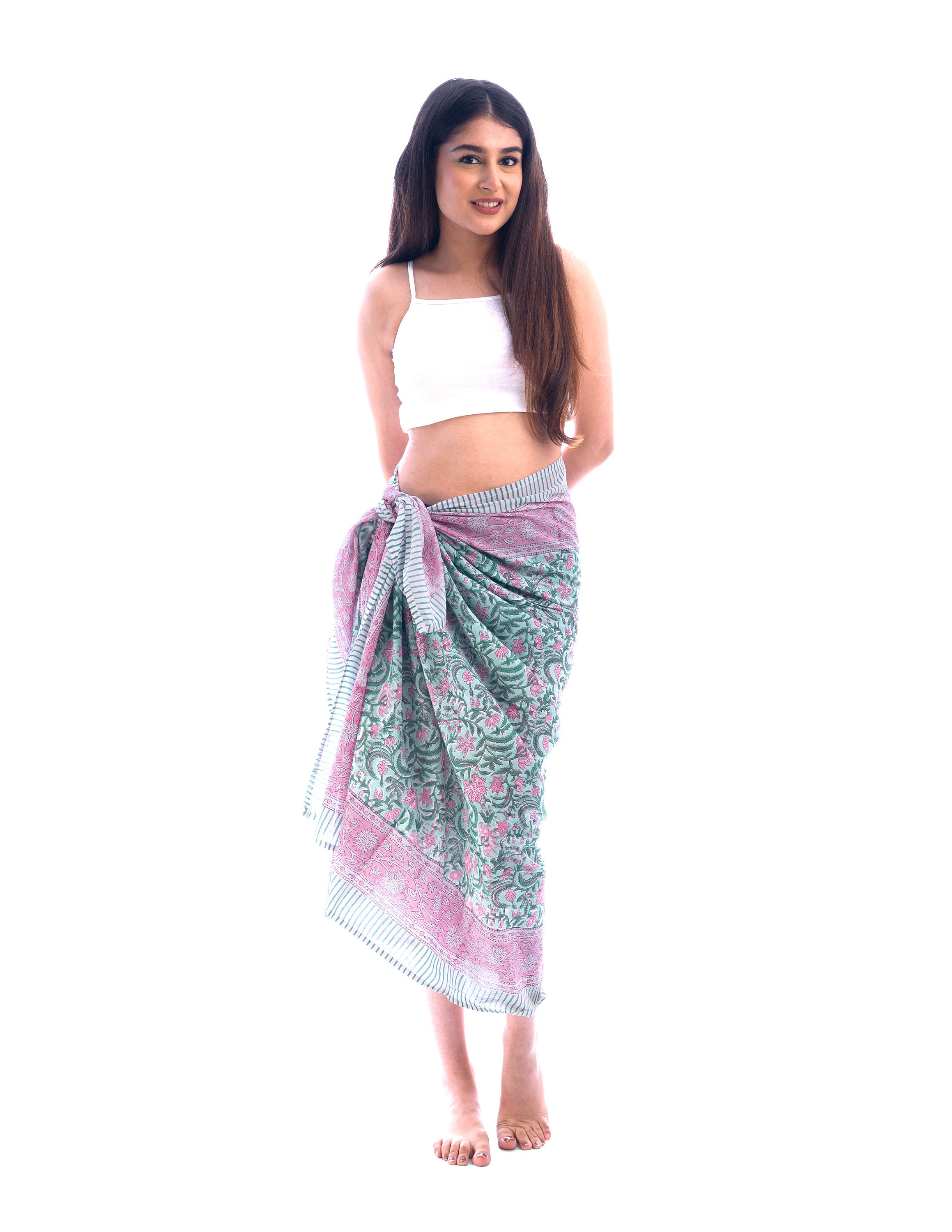 Pink Sea Shell Plain Top Sarong Set