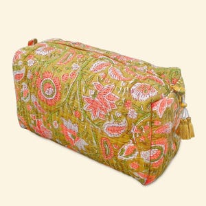 Toiletry Bag Set: Hand Block Print, Cosmetic Bag, Makeup Bag, Wash Bag for Women, Travel Pouch, Waterproof image 6